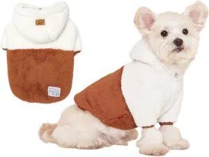 FLOT Designer Dog Fluffy Fleece Anorak Hoodie Zipper Sweater Jacket Coat Premium Materials Tailored Fit Designed and Made in Korea (Brown) XX-Large