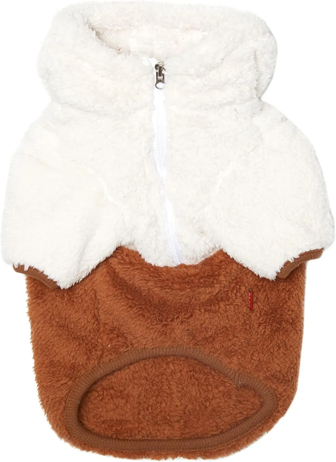 FLOT Designer Dog Fluffy Fleece Anorak Hoodie Zipper Sweater Jacket Coat Premium Materials Tailored Fit Designed and Made in Korea (Brown) XX-Large