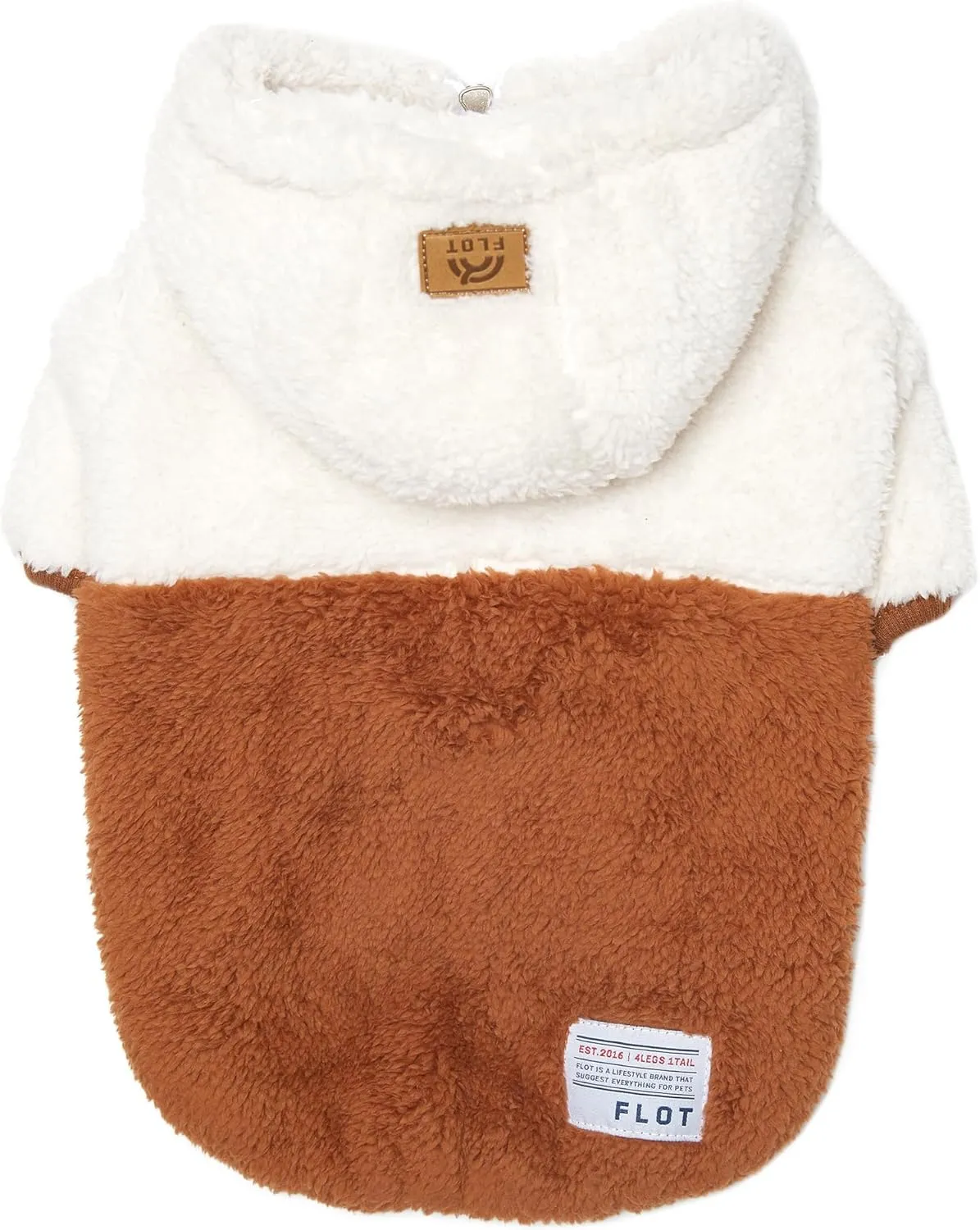 FLOT Designer Dog Fluffy Fleece Anorak Hoodie Zipper Sweater Jacket Coat Premium Materials Tailored Fit Designed and Made in Korea (Brown) XX-Large