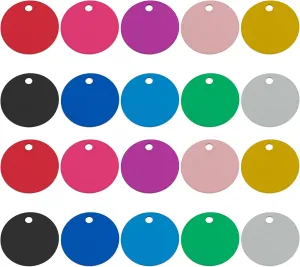 Framendino, Pet ID Tag Colorful Blank Round Double Sided Pets ID Tag Name Phone Number ID Tags Aluminum Charms