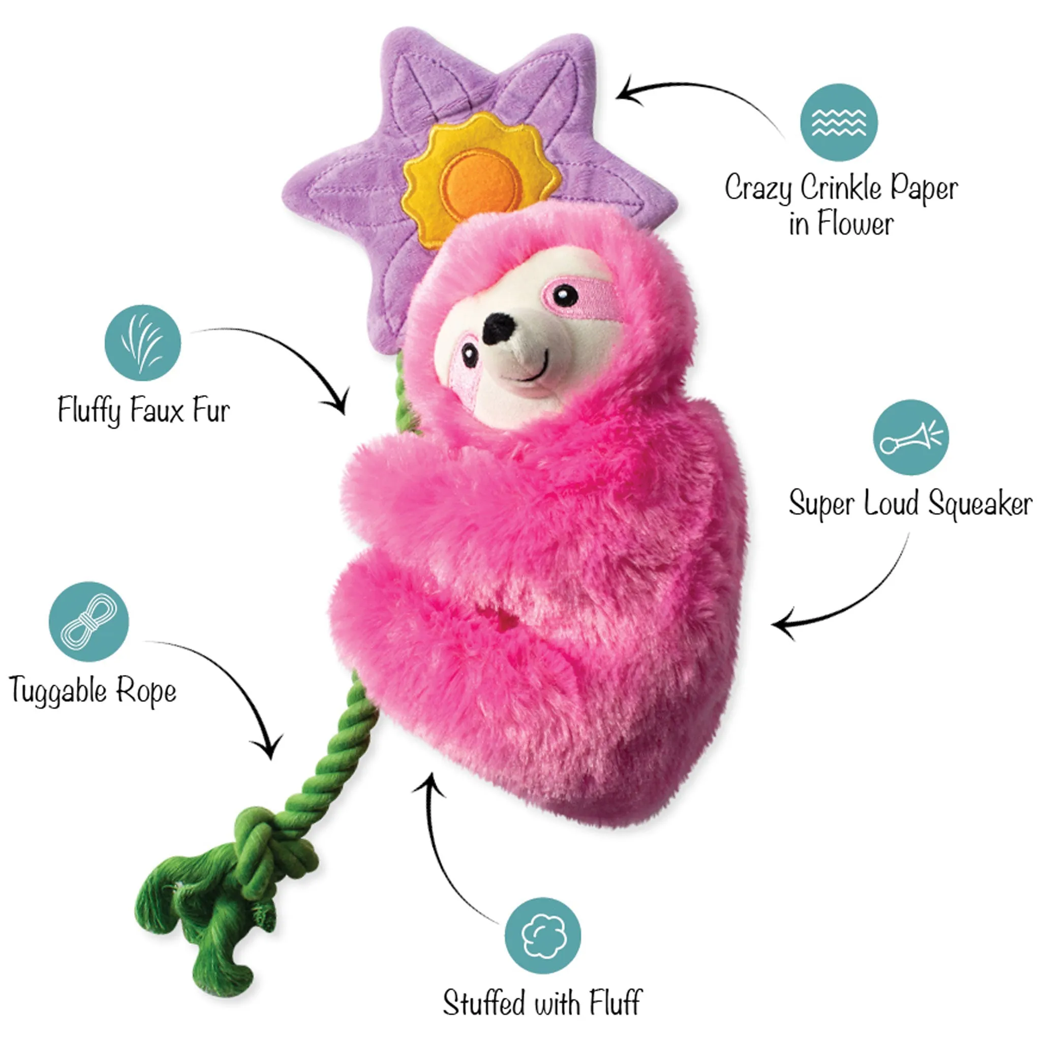 Fringe Bloom Bloom Sloth Dog Toy