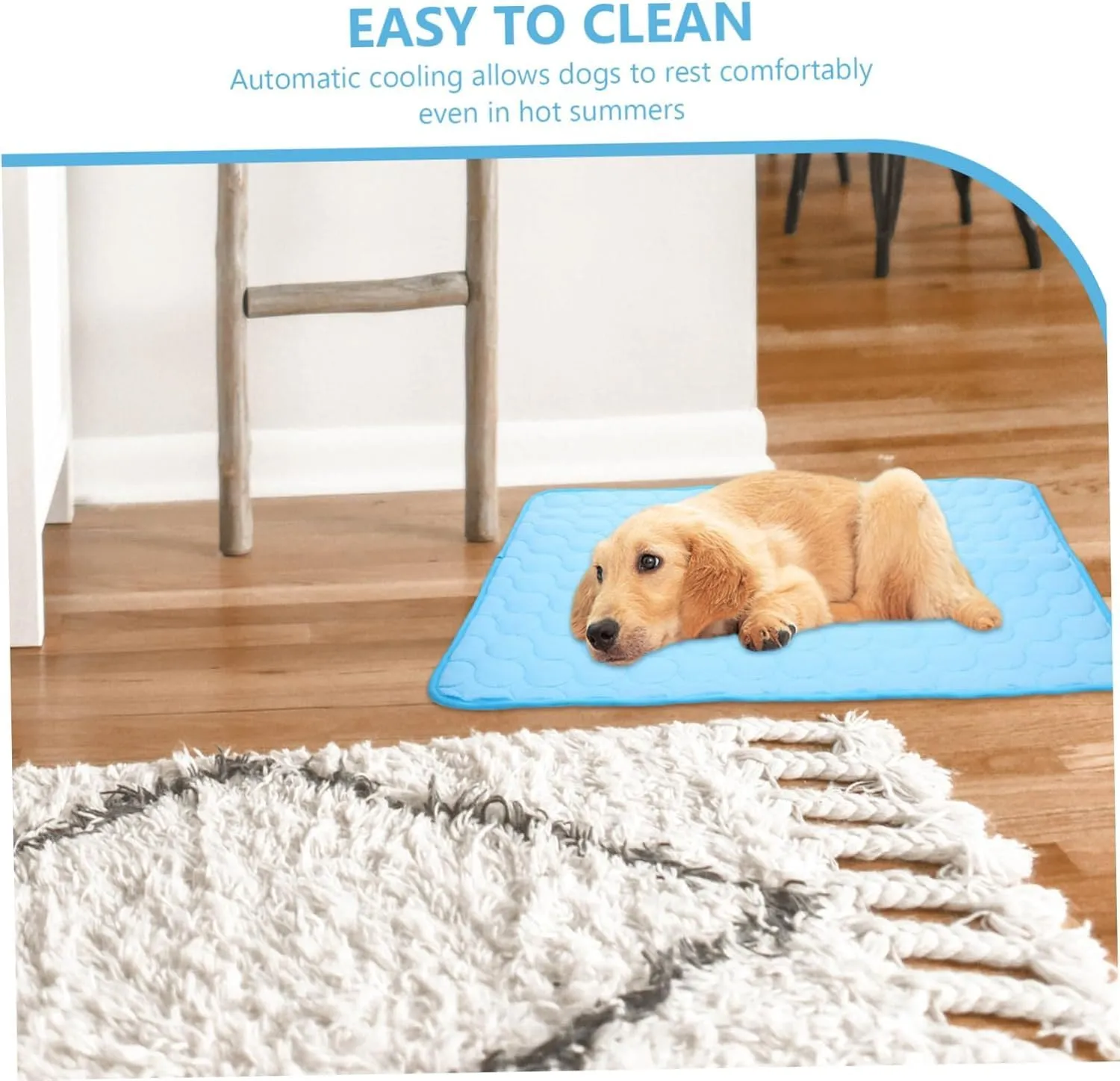 Furry Basics Dog Cooling Mat, Furrybasics Coolingmat, Summer Indoor Dog Cooling Pad, Pet Ice Silk Self Coolpad, Washable for Small Medium Large Dogs and Cat (Blue, X-Large)
