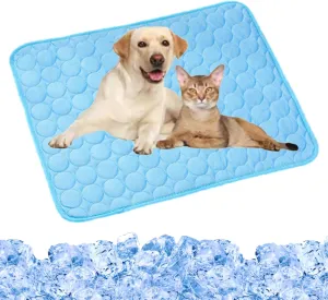 Furry Basics Dog Cooling Mat, Furrybasics Coolingmat, Summer Indoor Dog Cooling Pad, Pet Ice Silk Self Coolpad, Washable for Small Medium Large Dogs and Cat (Blue, X-Large)