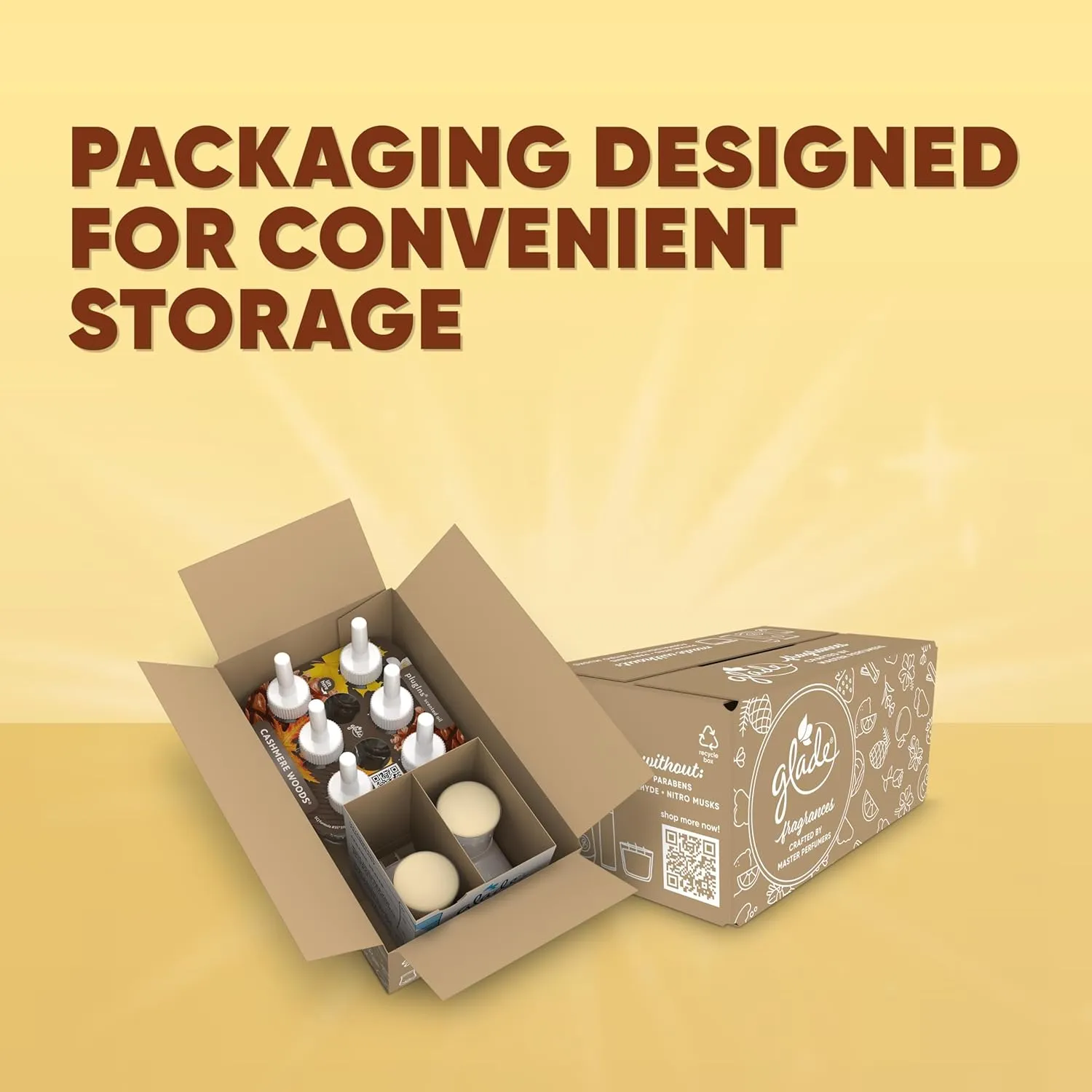 Glade PlugIns Air Freshener Starter Kit, Scented and Essential Oils for Home and Bathroom, Cashmere Woods, 4.02 Fl Oz, 2 Warmers and 6 Refills