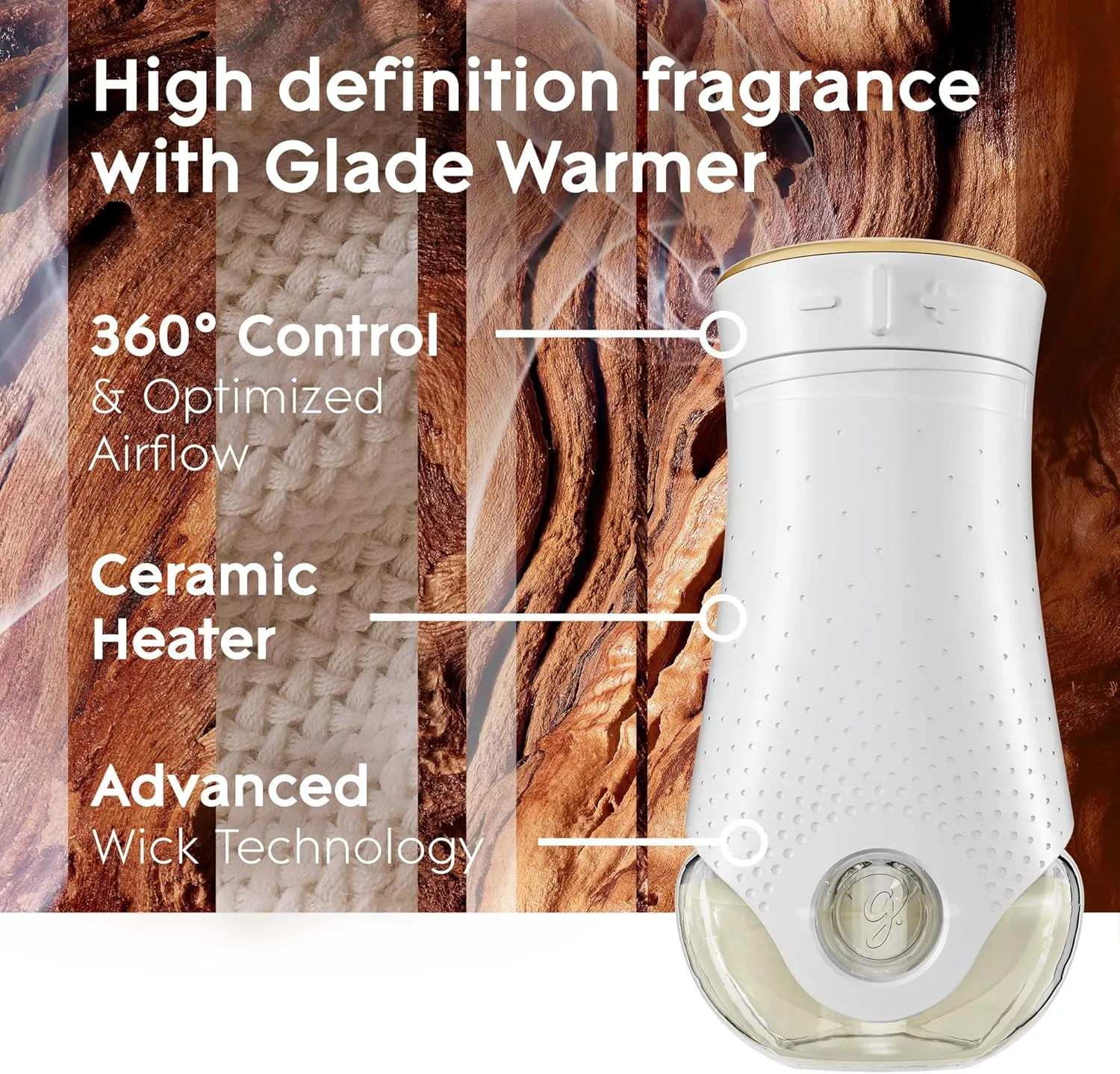Glade PlugIns Air Freshener Starter Kit, Scented and Essential Oils for Home and Bathroom, Cashmere Woods, 4.02 Fl Oz, 2 Warmers and 6 Refills