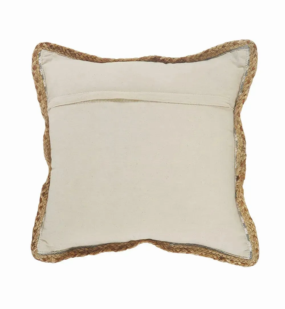 Gray and White Striped Jute Bordered LR099444 Throw Pillow