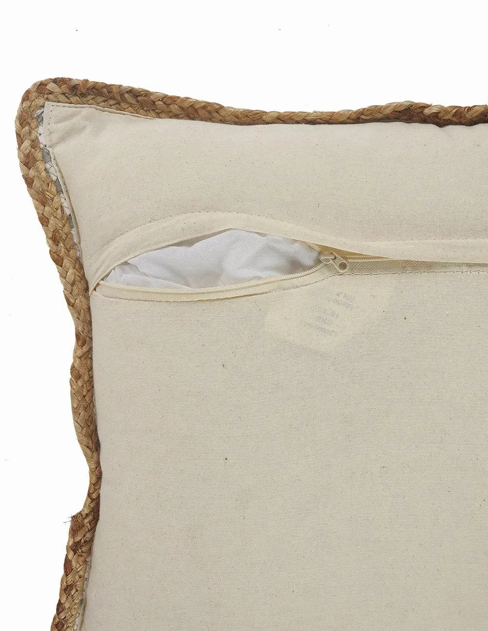 Gray and White Striped Jute Bordered LR099444 Throw Pillow