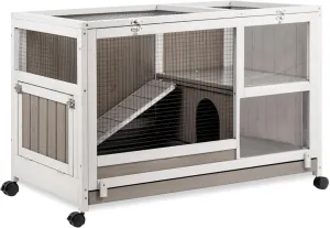 Guinea Pig Cages Indoor, Rabbit Cage on Wheels, Easy Clean Hamster Cage with Pull Out Tray, Small Animals Cage with Ramp Large Habitat for Hedgehog Gerbil & Rat