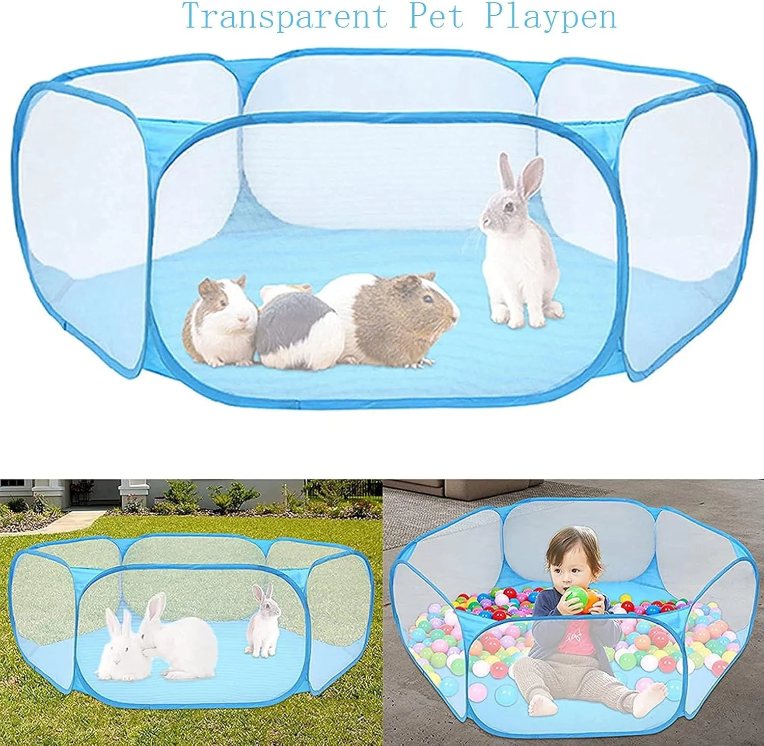 Hamster Foldable Exercise Playpen, Breathable and Transparent Pet Playpen, Indoor/Outdoor Cage Small Animal Fence for Syrian Hamster Rats Chinchillas Rabbit Guinea Pigs Gerbils Hedgehogs Reptiles
