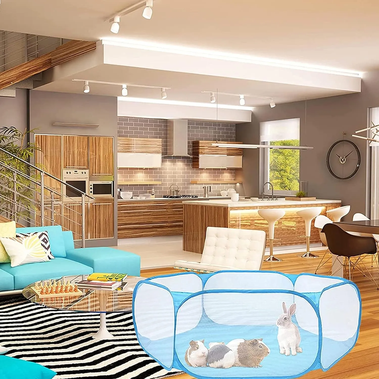 Hamster Foldable Exercise Playpen, Breathable and Transparent Pet Playpen, Indoor/Outdoor Cage Small Animal Fence for Syrian Hamster Rats Chinchillas Rabbit Guinea Pigs Gerbils Hedgehogs Reptiles