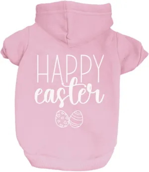 Happy Easter Dog Hoodie Fleece Lined Pullover Sweatshirt with Leash Hole (Baby Pink, X-Large 1216)