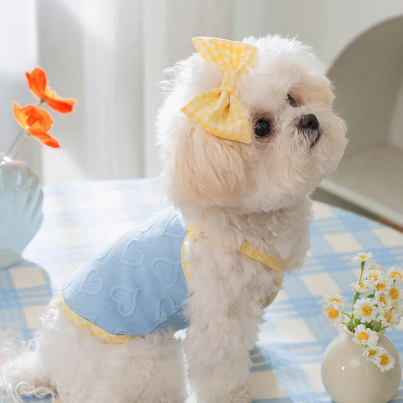 Heart Pattern Bow Decor Dog Cat Vest