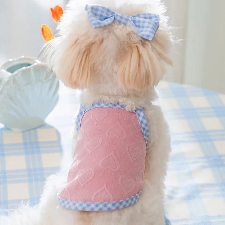 Heart Pattern Bow Decor Dog Cat Vest