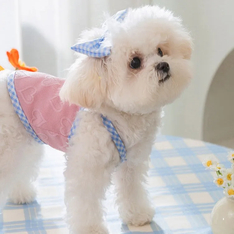Heart Pattern Bow Decor Dog Cat Vest