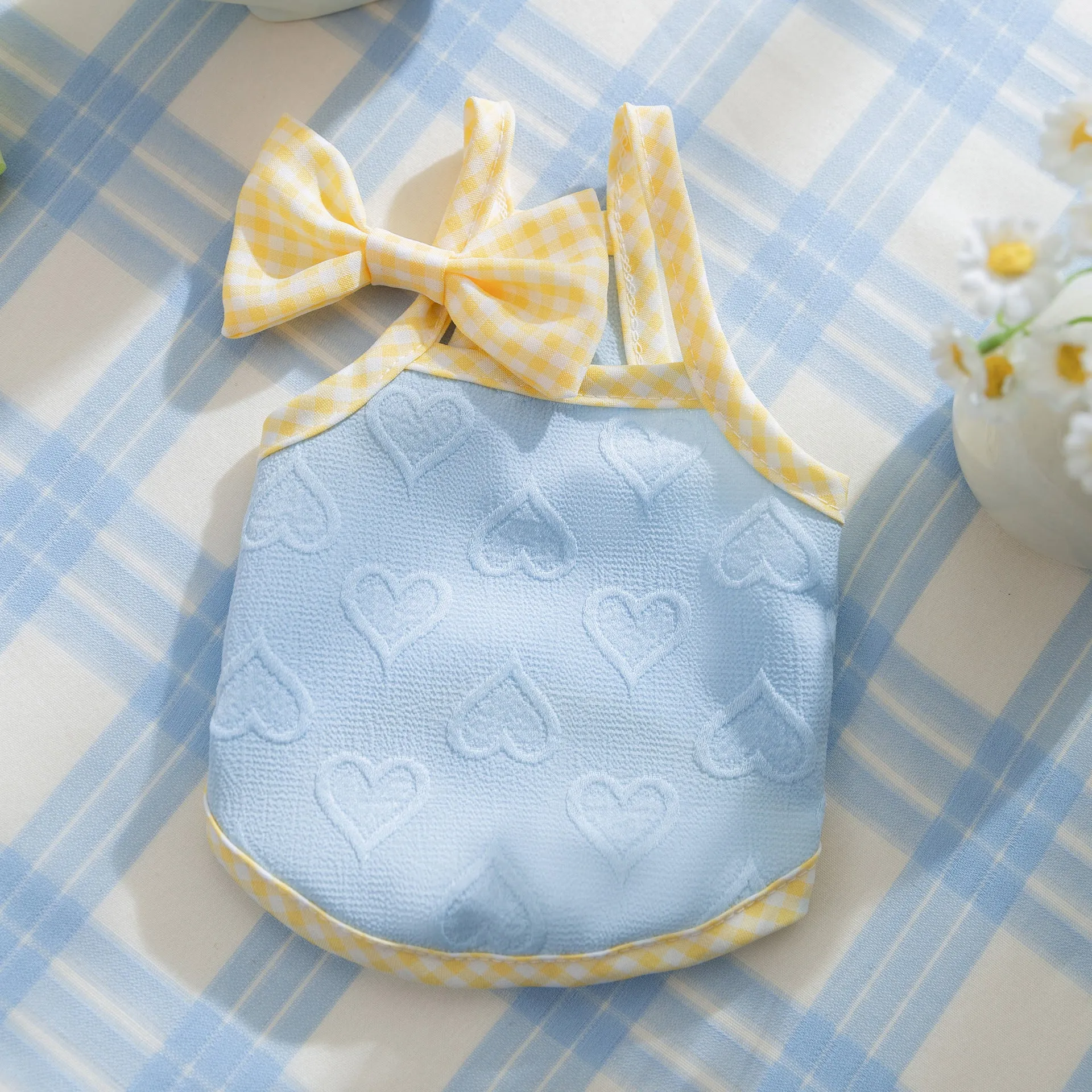 Heart Pattern Bow Decor Dog Cat Vest