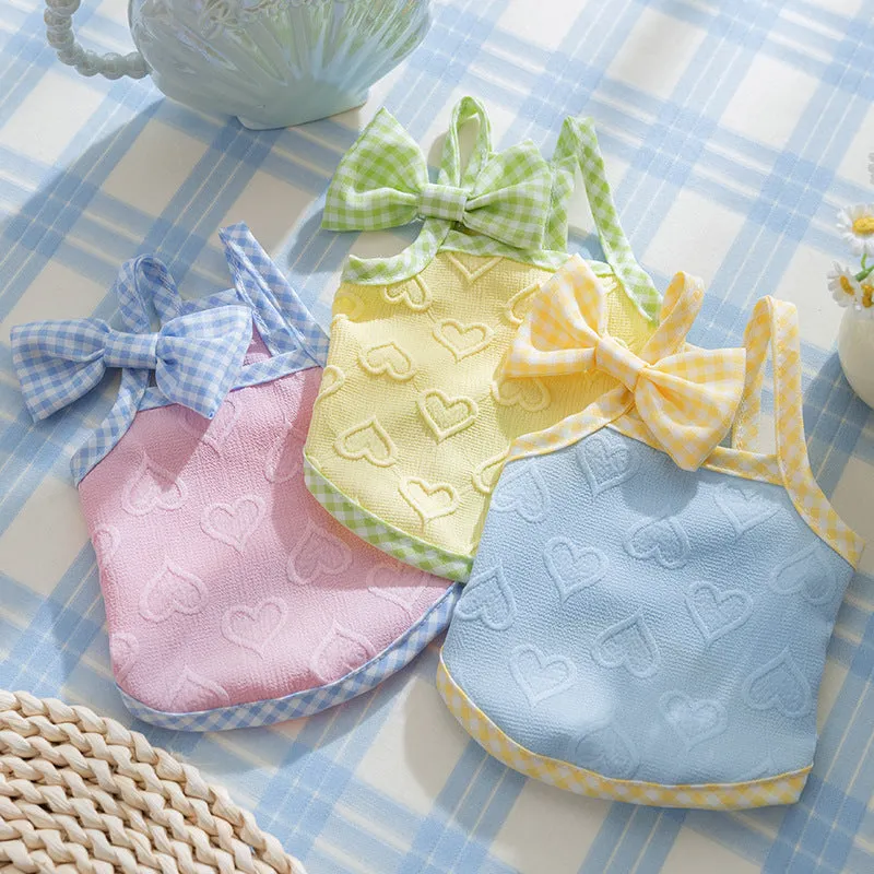 Heart Pattern Bow Decor Dog Cat Vest