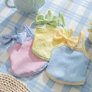 Heart Pattern Bow Decor Dog Cat Vest