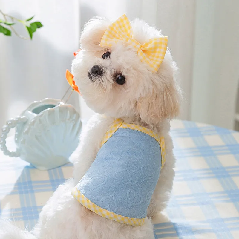 Heart Pattern Bow Decor Dog Cat Vest