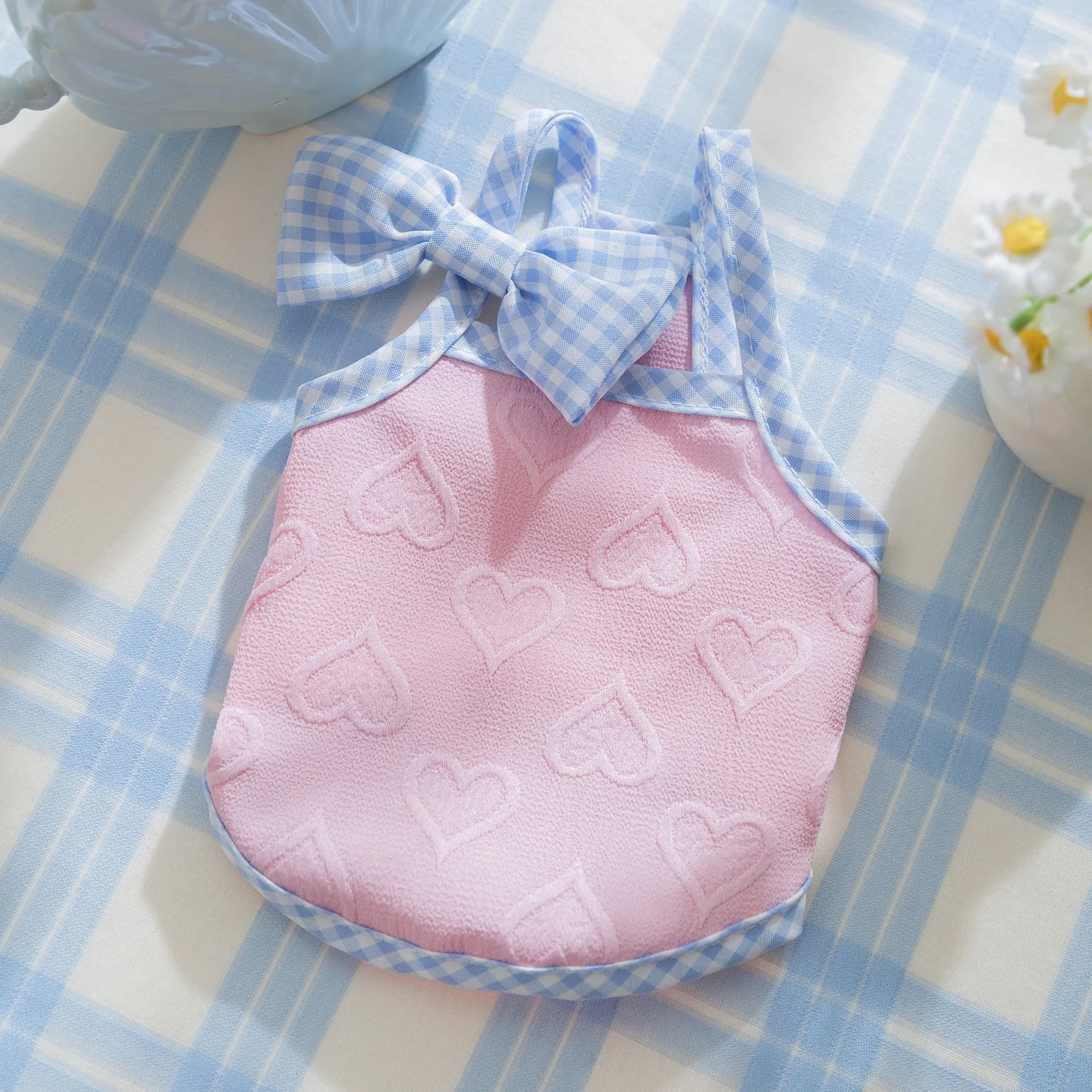 Heart Pattern Bow Decor Dog Cat Vest
