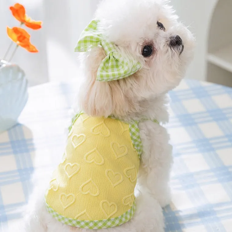 Heart Pattern Bow Decor Dog Cat Vest