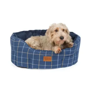 House of Paws Check Tweed Oval Snuggle Bed