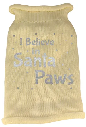 I Believe in Santa Paws Screen Print Knit Pet Sweater MD Cream