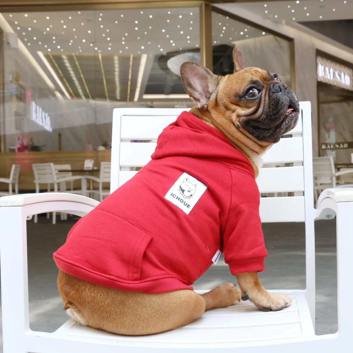 iChoue French Bulldog Frenchie Clothes Hoodies for Dogs Pug English Boston Terrier Bully Pitbull Corgi Sweatshirt Sweater Clothing - Dark Red/Large Plus