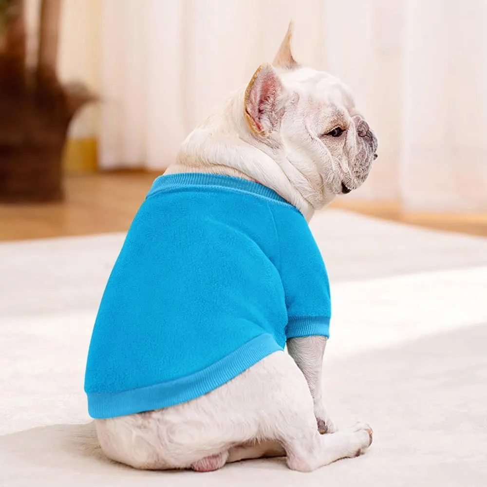 Idepet Dog Fleece Sweater, Small Dogs Shirt Pullover Sweatshirt Pet Dog Clothes Soft Puppy Sweater Warm Winter Shirt Classic Cat Apparel for Small Dogs and Cats (X-Small, Blue)
