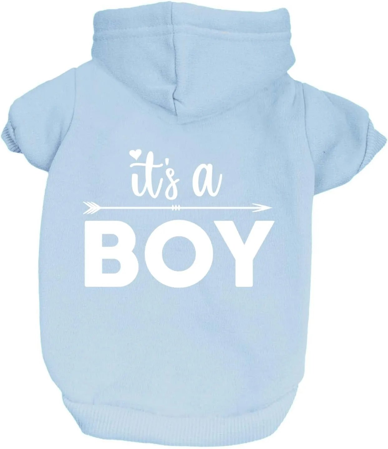 It's A Boy Arrow Dog Hoodie Fleece Lined Pullover Sweatshirt with Leash Hole (Baby Blue, 4X-Large 422)