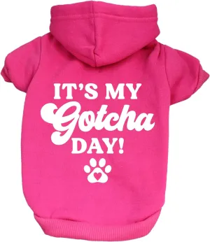 It's My Gotcha Day Dog Hoodie Fleece Lined Pullover Sweatshirt with Leash Hole(Hot Pink, 5X-Large 12)