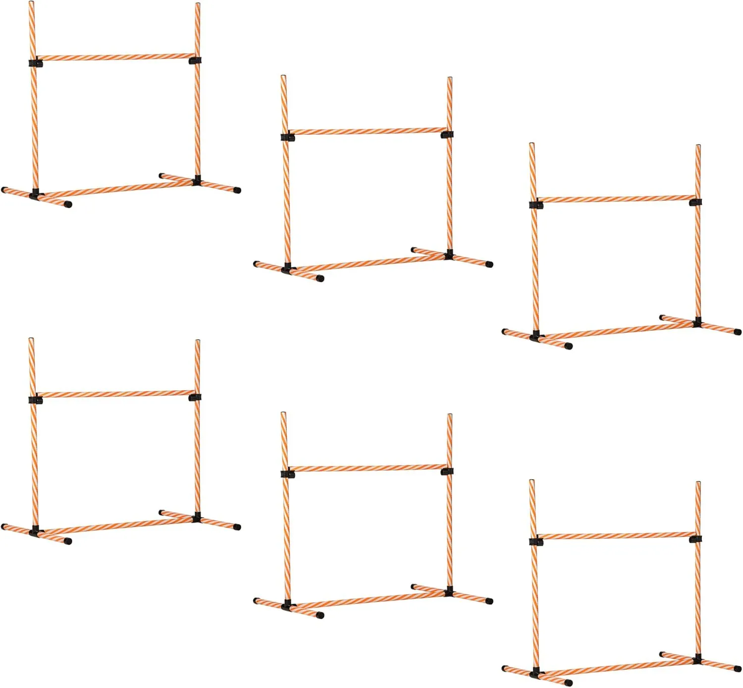 Kaimei 6-Piece Dog Agility Training Obstacle Set - Adjustable Dog Hurdle Jumps for Beginners & Professionals - Portable Agility Equipment with Carrying Bag