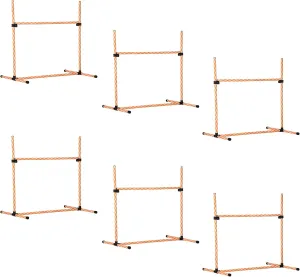 Kaimei 6-Piece Dog Agility Training Obstacle Set - Adjustable Dog Hurdle Jumps for Beginners & Professionals - Portable Agility Equipment with Carrying Bag