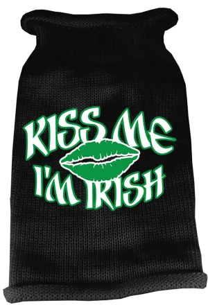 Kiss Me Im Irish Screen Print Knit Pet Sweater LG Black