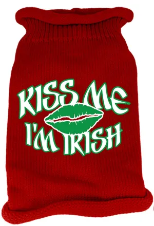 Kiss Me Im Irish Screen Print Knit Pet Sweater XL Red