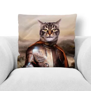 KNIGHT IN BROWN SATIN - CUSTOM PET PORTRAIT THROW PILLOW
