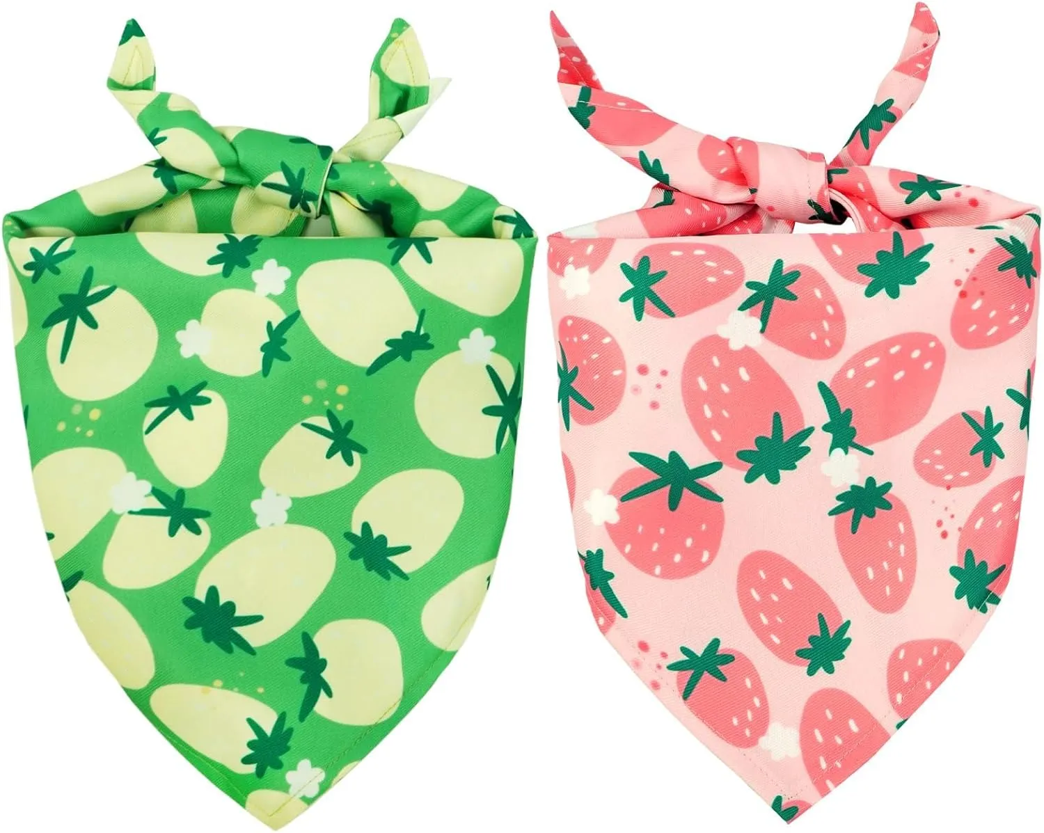 Kuoser Dog Bandanas, Triangle Reversible Fruit Print Pet Bandanas for Boy and Girl, All Seasons Bandana for Small Medium and Large, Green L