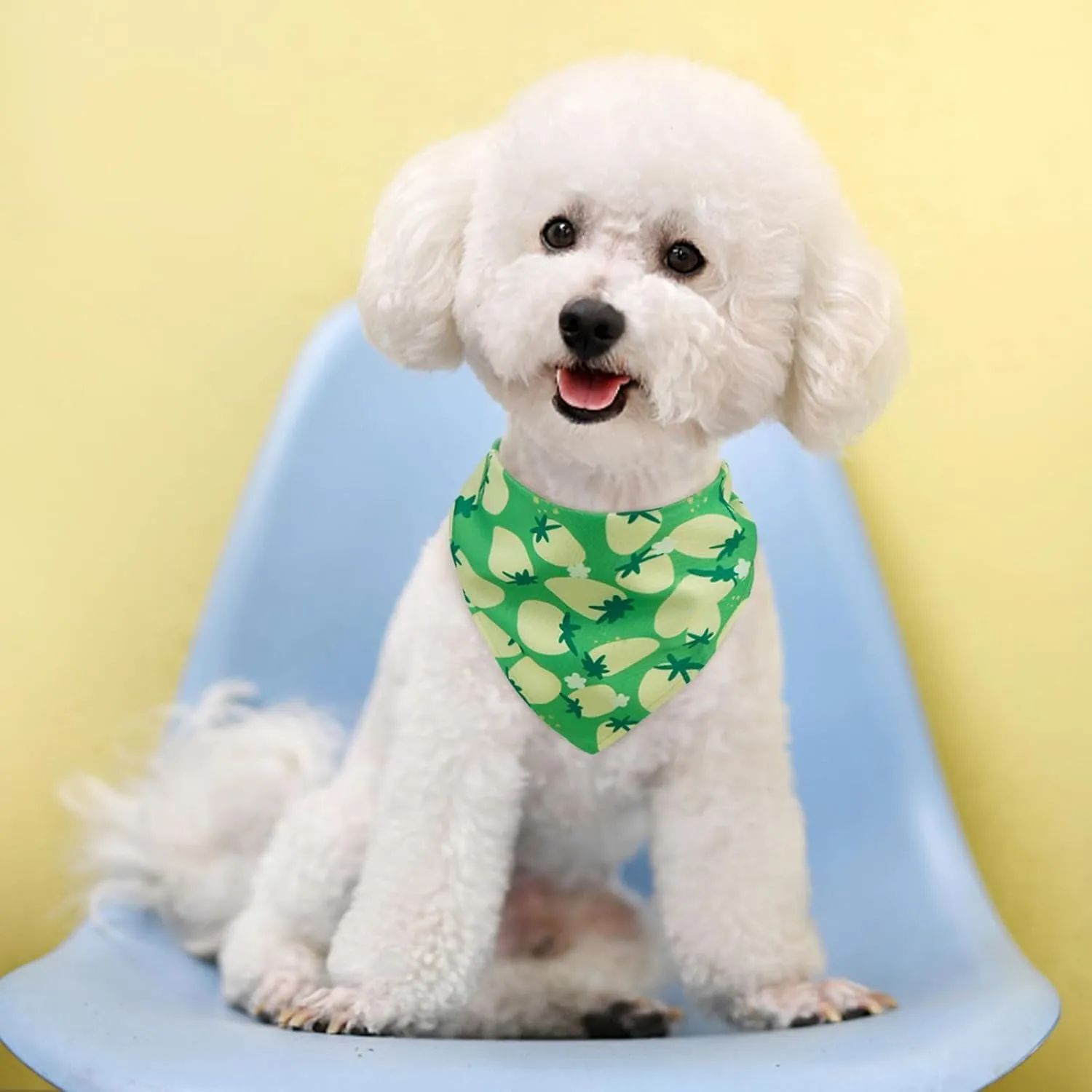 Kuoser Dog Bandanas, Triangle Reversible Fruit Print Pet Bandanas for Boy and Girl, All Seasons Bandana for Small Medium and Large, Green L