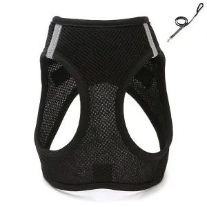 L 32-34cm black Breathable pet traction vest with leash for small dogs, medium and large AZ17321