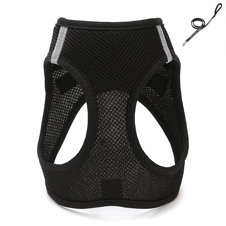 L 32-34cm black Breathable pet traction vest with leash for small dogs, medium and large AZ17321