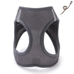 L 32-34cm gray Breathable pet traction vest with leash for small dogs, medium and large AZ17333