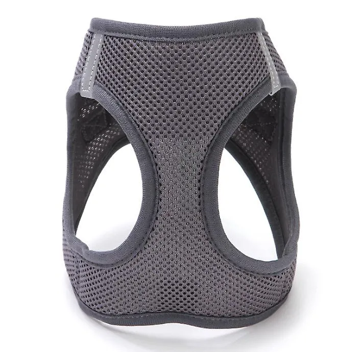 L 32-34cm gray Breathable pet traction vest with leash for small dogs, medium and large AZ17333