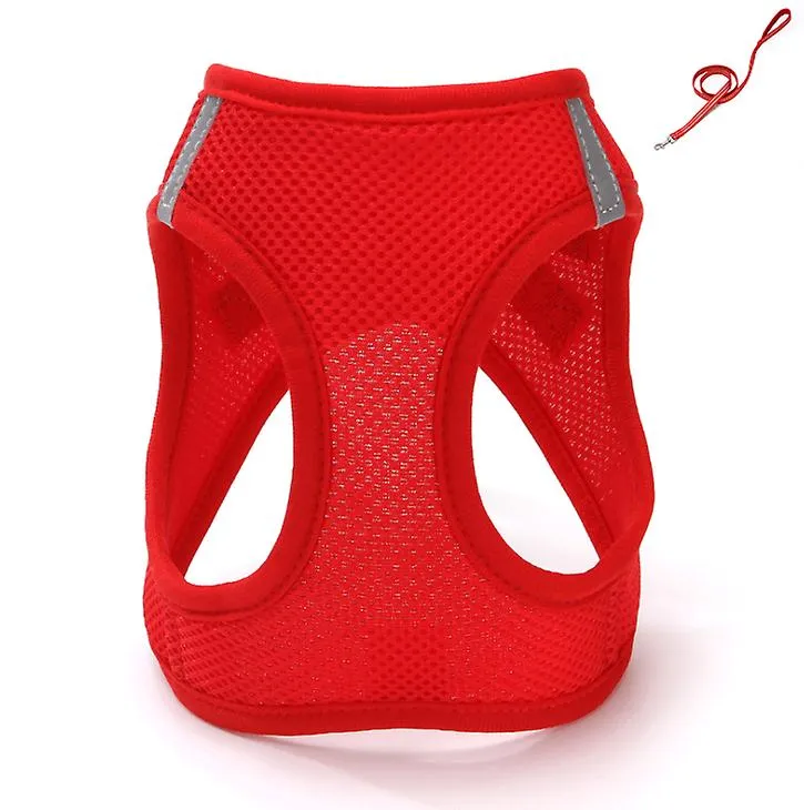 L 32-34cm gray Breathable pet traction vest with leash for small dogs, medium and large AZ17333