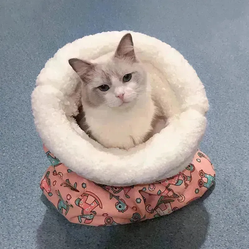 Lambswool Thickened Pocketable New Winter Linen Sleeping Bag Cat Nest