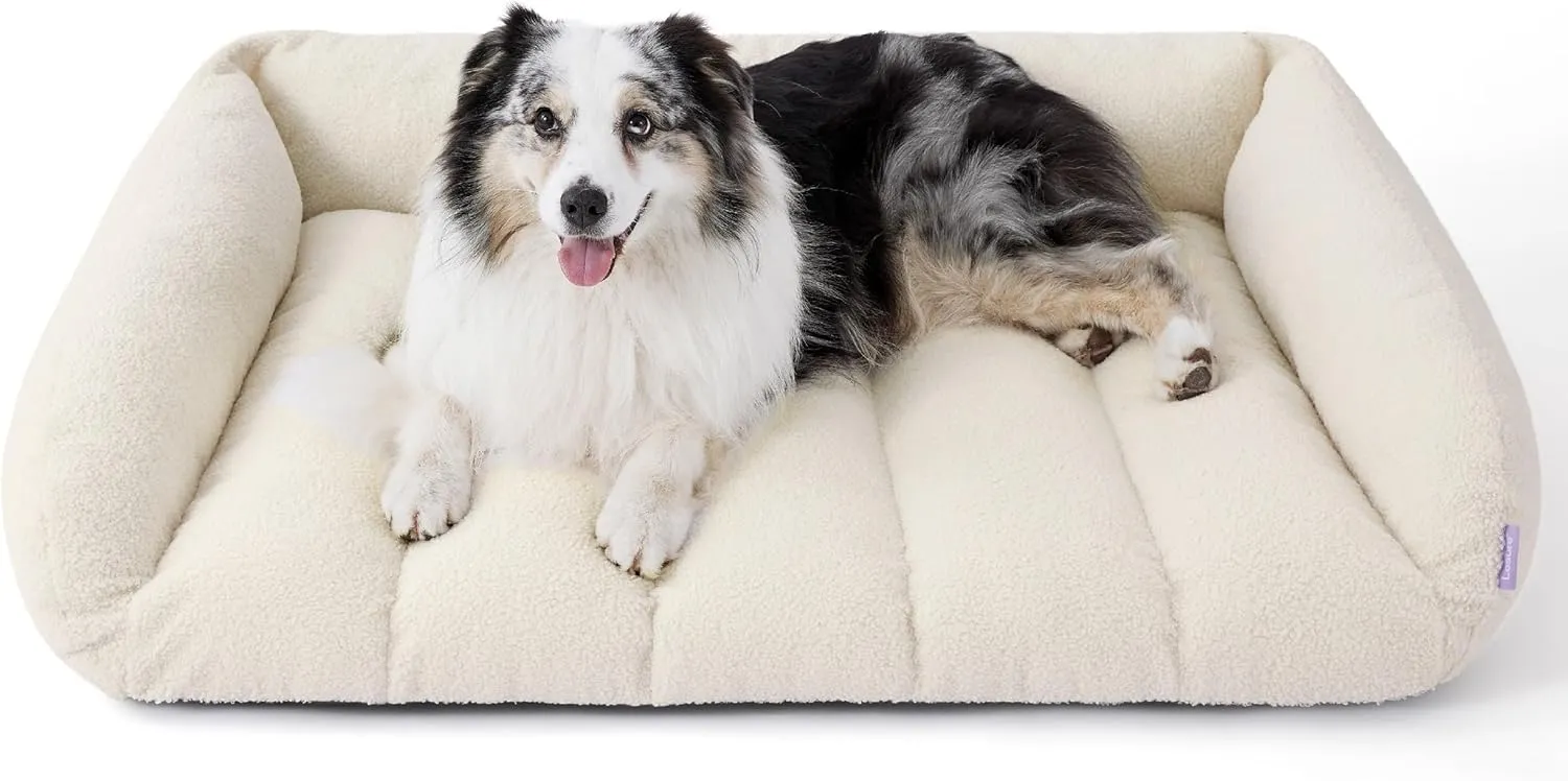 Lesure Orthopedic Dog Bed Sofa for Large Dogs, Waterproof Dog Couch with Removable Washable Cover, Cute Aesthetic Pet Sofa Couch with Egg Crate Foam (Cream, 41.0" L x 29.0" W x 11.0" Th)