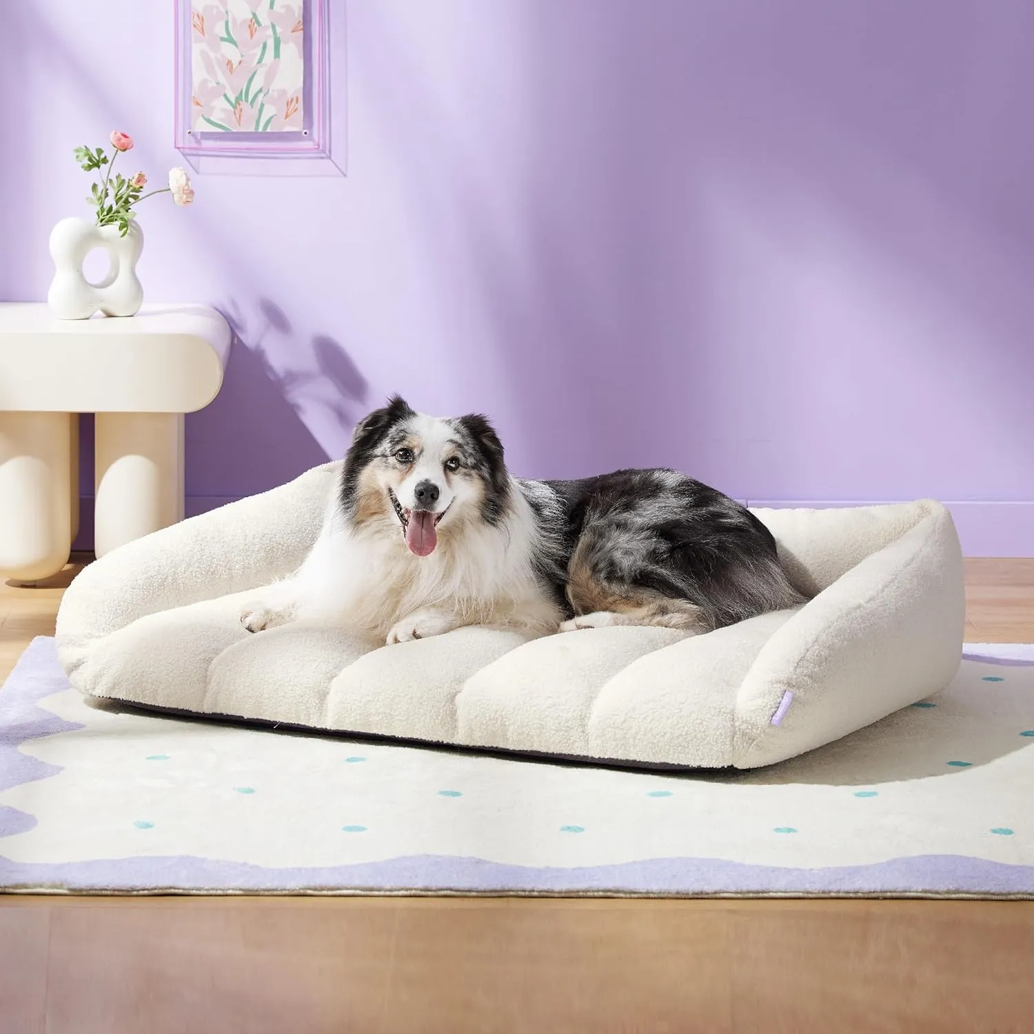 Lesure Orthopedic Dog Bed Sofa for Large Dogs, Waterproof Dog Couch with Removable Washable Cover, Cute Aesthetic Pet Sofa Couch with Egg Crate Foam (Cream, 41.0" L x 29.0" W x 11.0" Th)