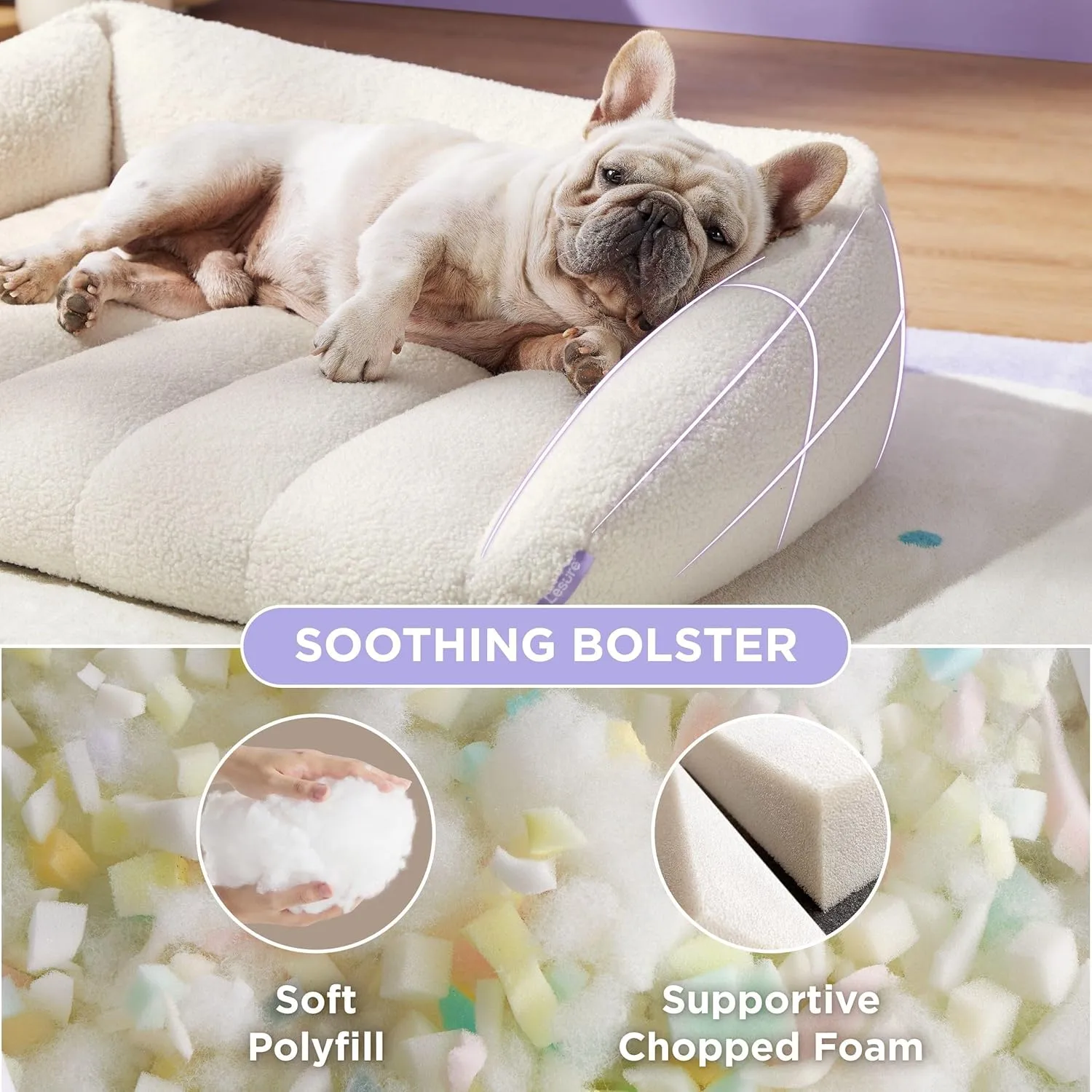 Lesure Orthopedic Dog Bed Sofa for Large Dogs, Waterproof Dog Couch with Removable Washable Cover, Cute Aesthetic Pet Sofa Couch with Egg Crate Foam (Cream, 41.0" L x 29.0" W x 11.0" Th)