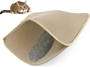 Litter Mat, 24X35In/26X46In Honeycomb Double Layer Litter Box Mats for Cats Cat Litter Matt, Waterproof Leakproof Anti-Slip,24X35In-Beige