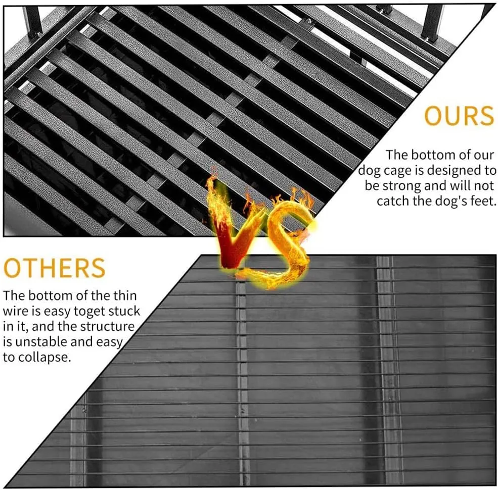 LUCKUP Empire Heavy Duty Dog Cage Metal Kennel and Crate for Medium and Large Dogs, Pet Playpen with Four Wheels, Easy to Install, 46 inch, Black