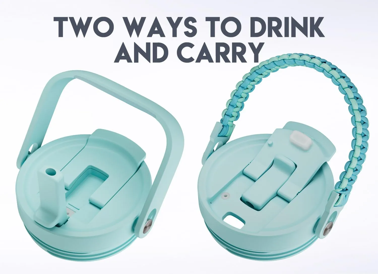 Meoky 40 oz Tumbler with Handle and Straw, Insulated Water Bottle, Stainless Steel Travel Mug, Keeps Cold for 34 Hours, 100% Leak Proof, Fits in Car Cup Holder (Blue Flamingo)