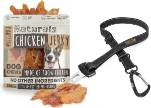 Mighty Paw Naturals Chicken Jerky for Dogs Dog Seat Belt for Car | All-Natural Treats for Dogs | High Protein Treat for Dogs | Natural Treat for Large Pets, and Puppies